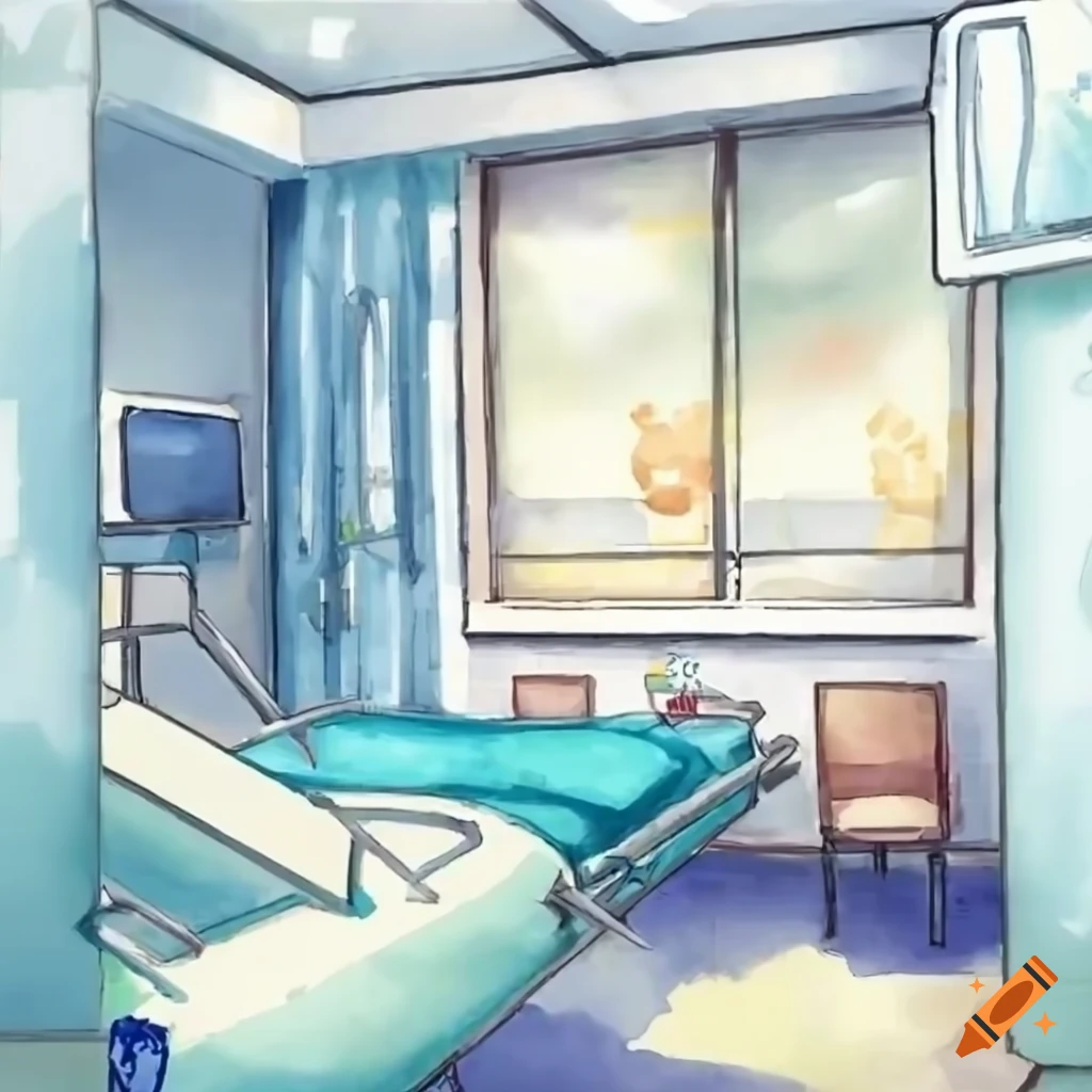 Anime girl waking up in a hospital room on Craiyon