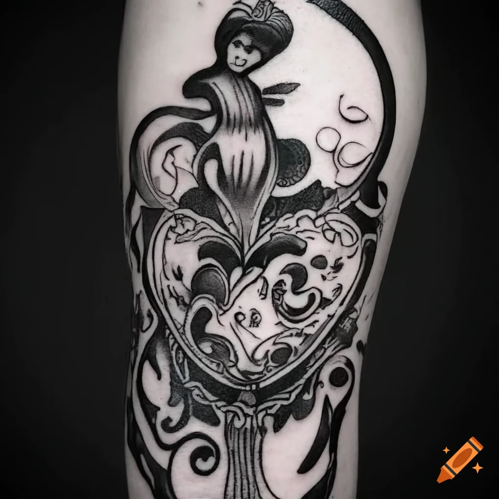 Black and white traditional tattoo design on Craiyon