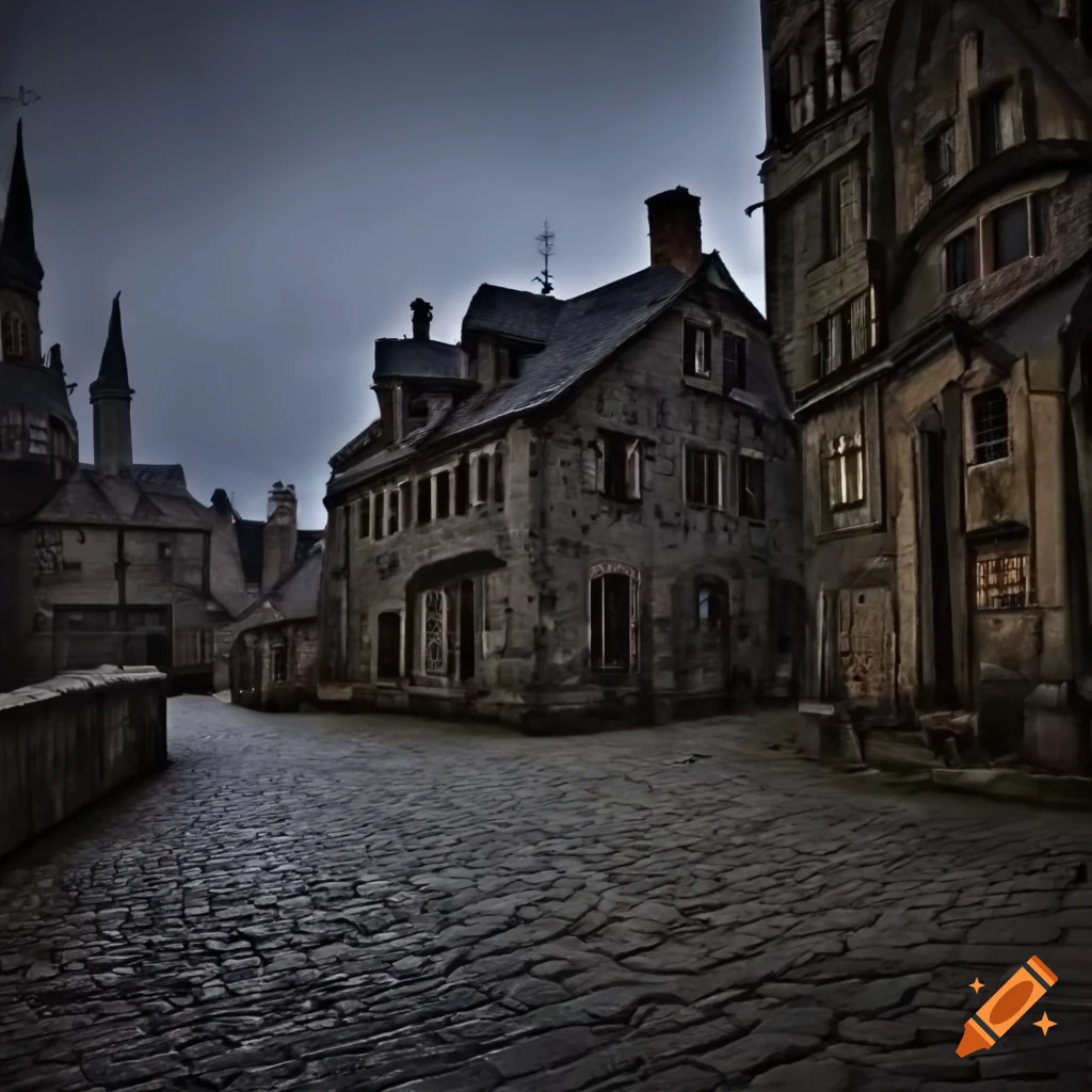 dark and rustic gothic port town