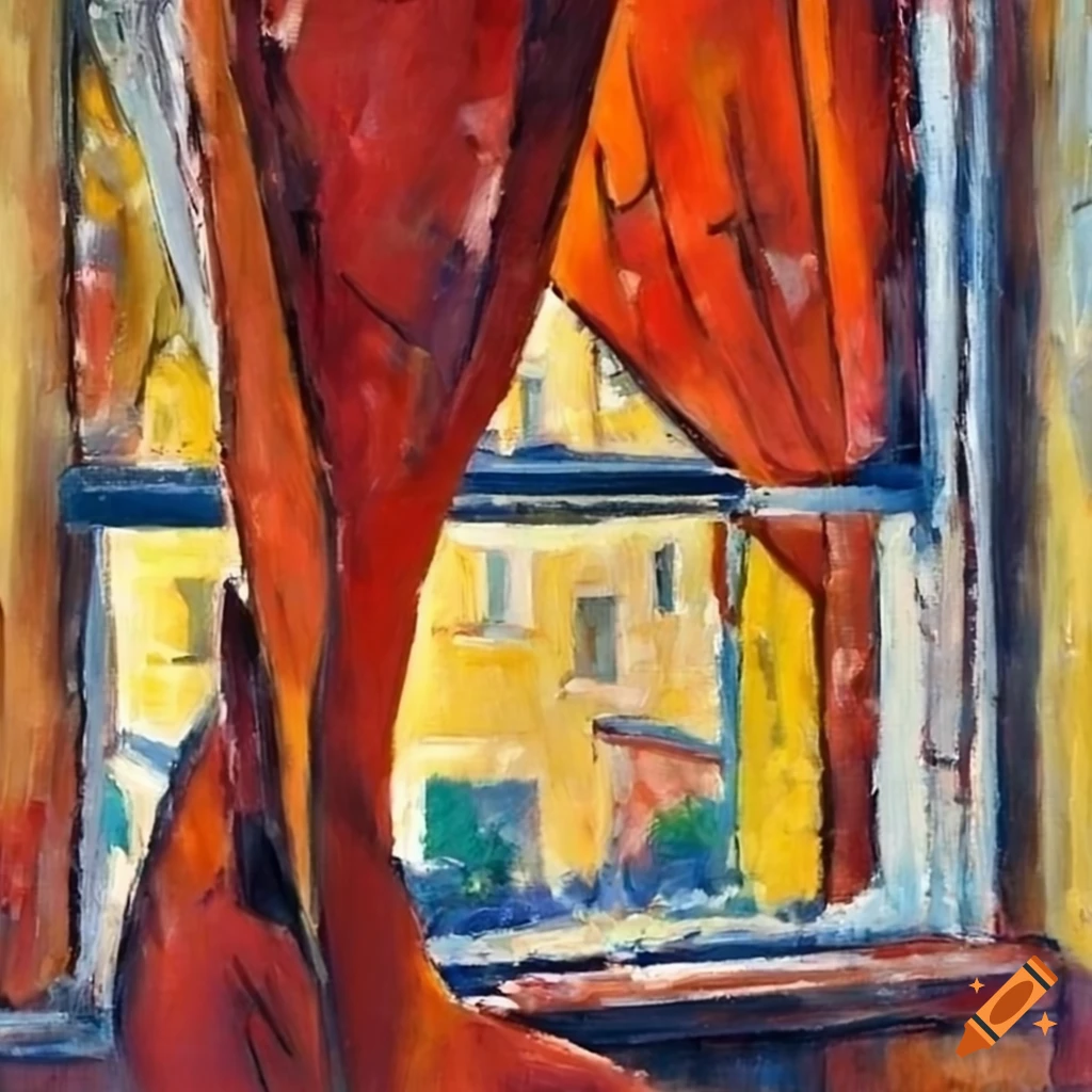 Colorful oil painting with visible brush strokes