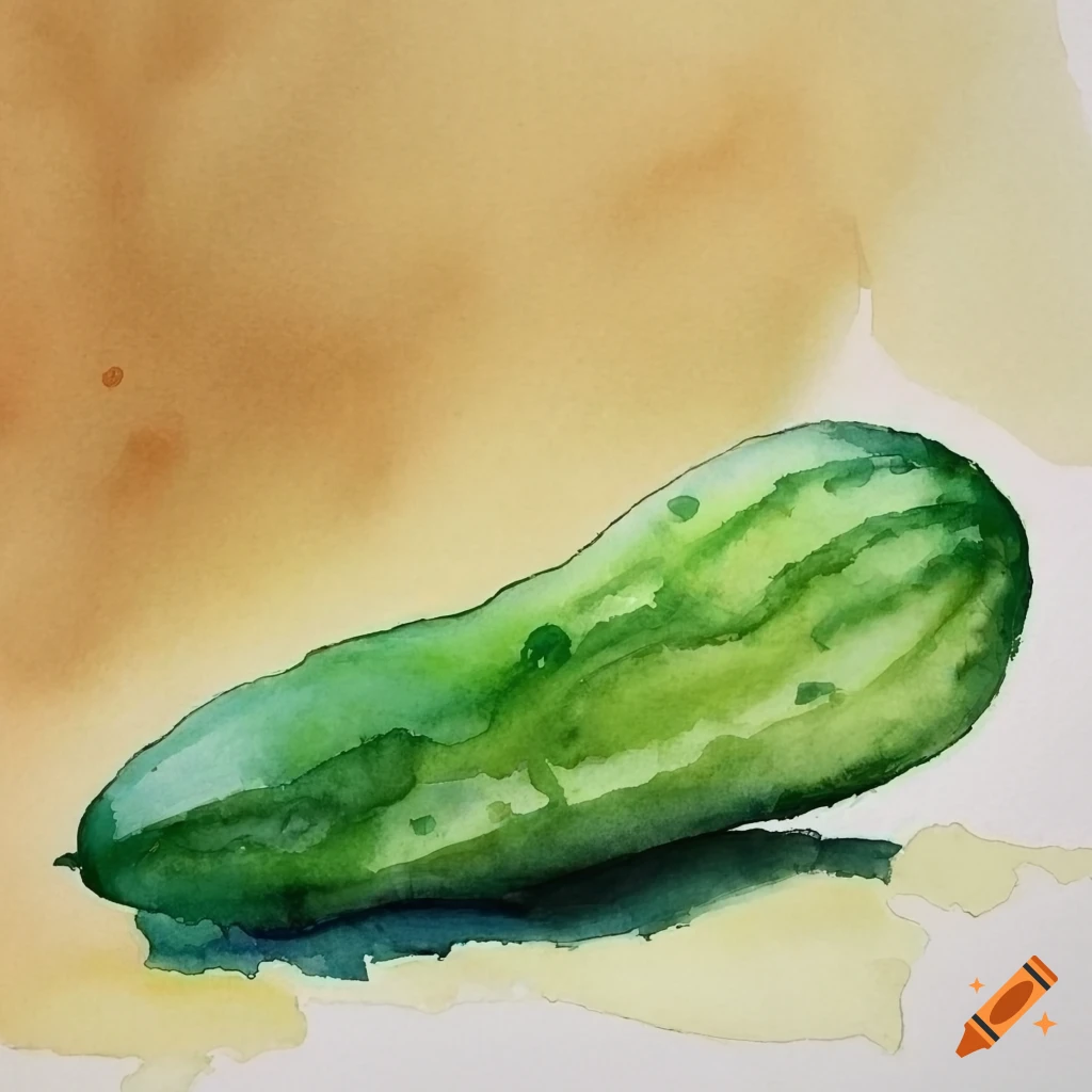 Watercolor painting of a cucumber