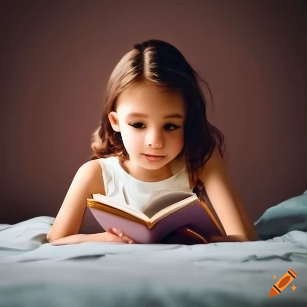 Young girl reading in bed