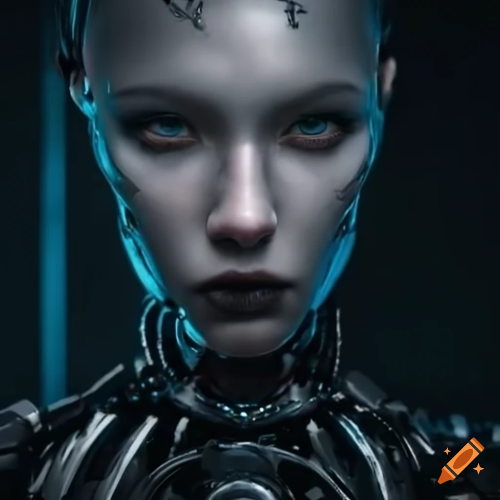 Image of a full-body female cyborg on Craiyon