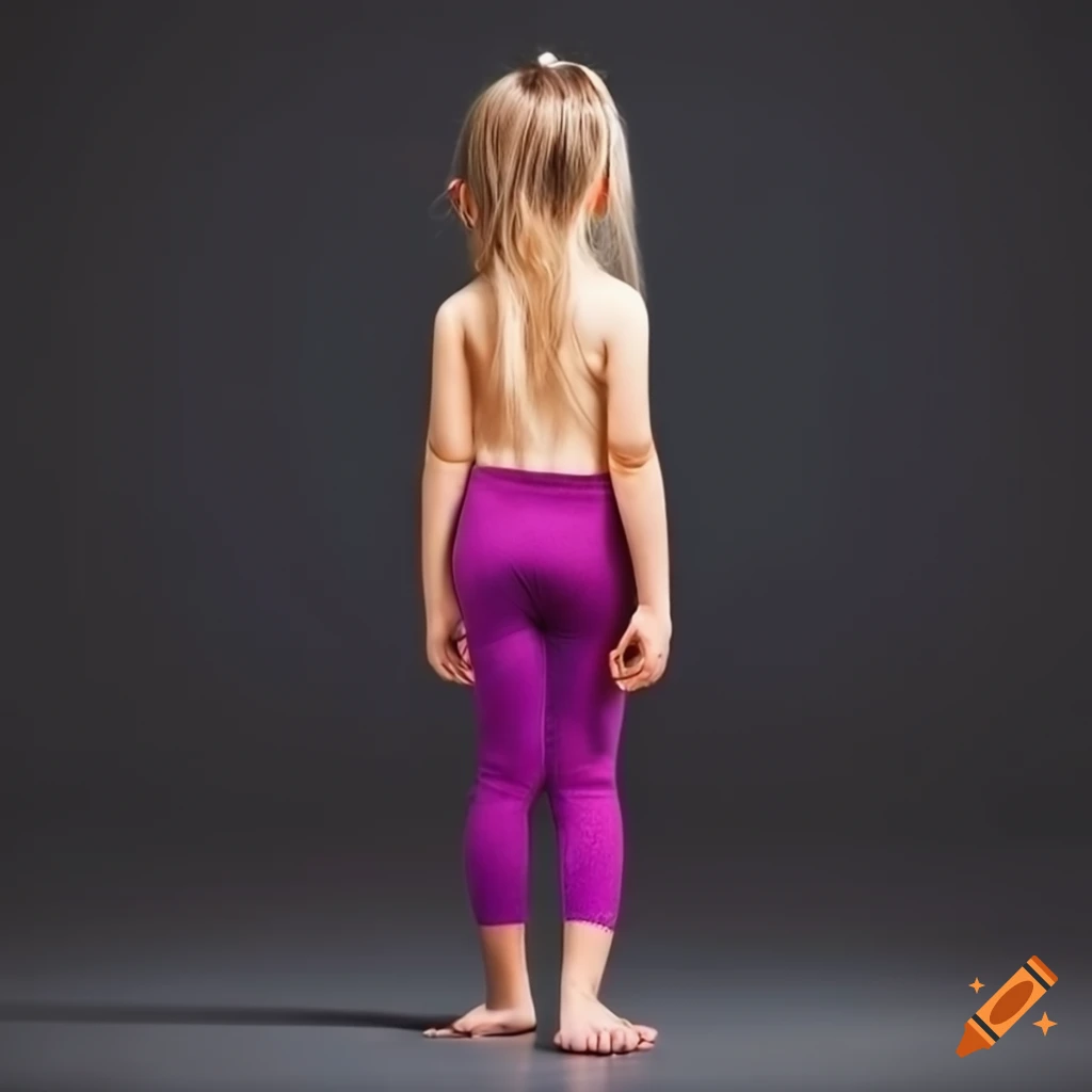 Rear view of a little girl in yoga pants on Craiyon