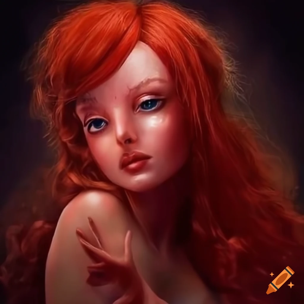 artwork of a glamorous redheaded mermaid