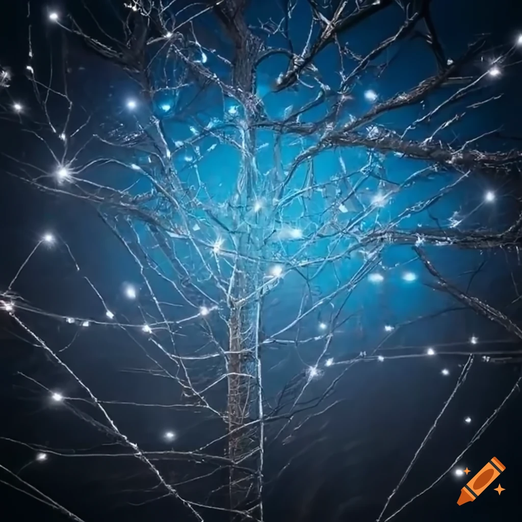 Fire tree with fairy lights on Craiyon