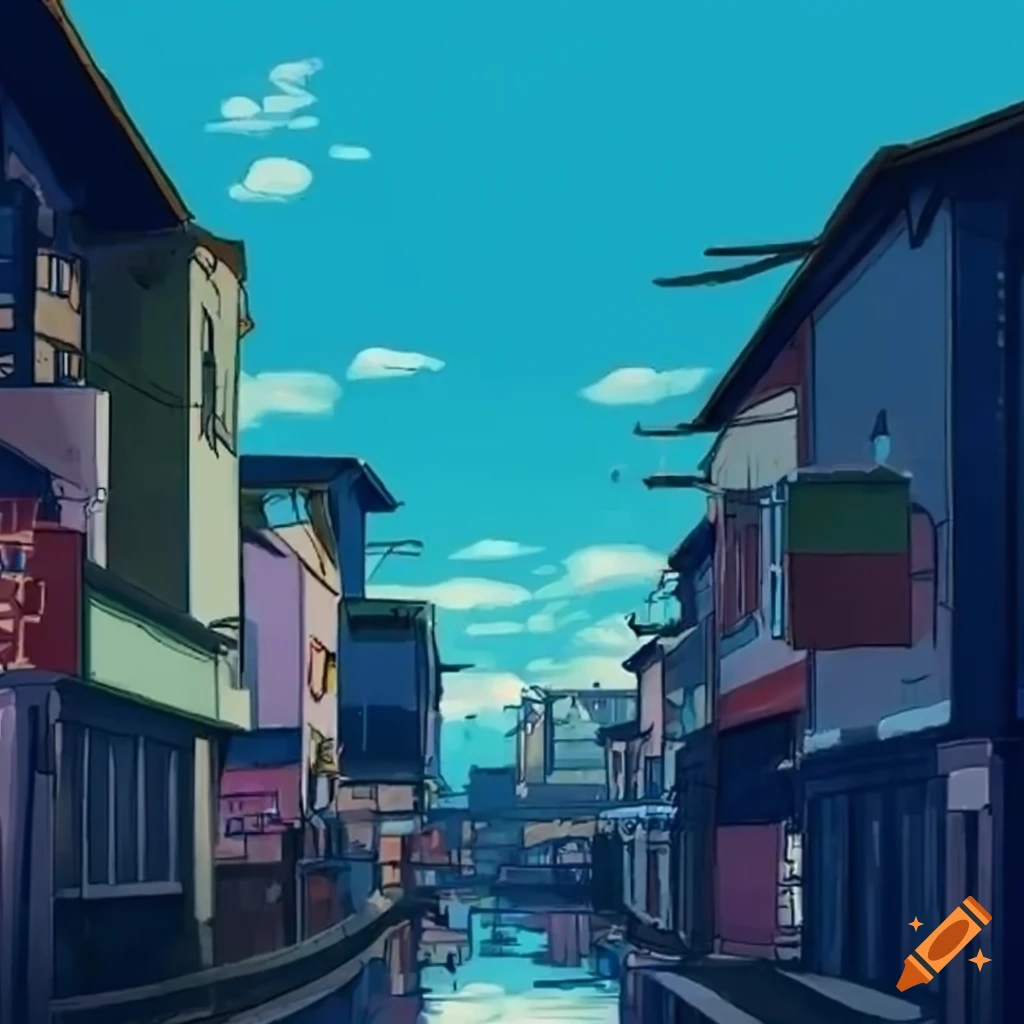 simplistic-illustration-of-a-summer-town-in-anime-style-on-craiyon