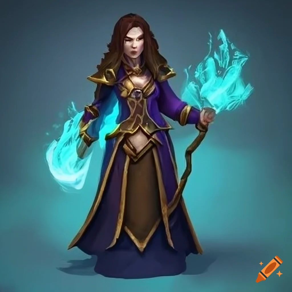 illustration of a mini-woman wizard in mage armor