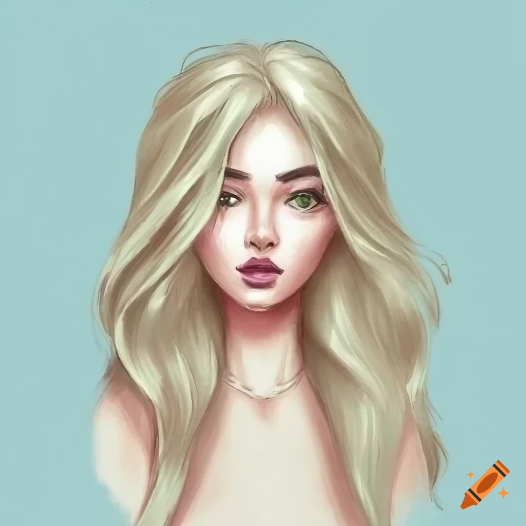 painting of a girl with curly blonde hair