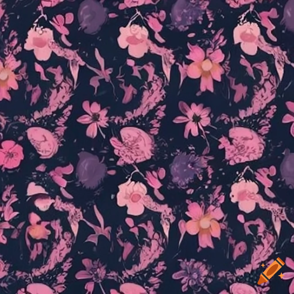 repeating pattern of moon flowers
