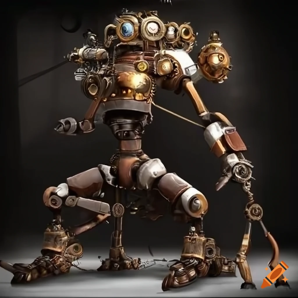 Steampunk centaur robot with 4 legs