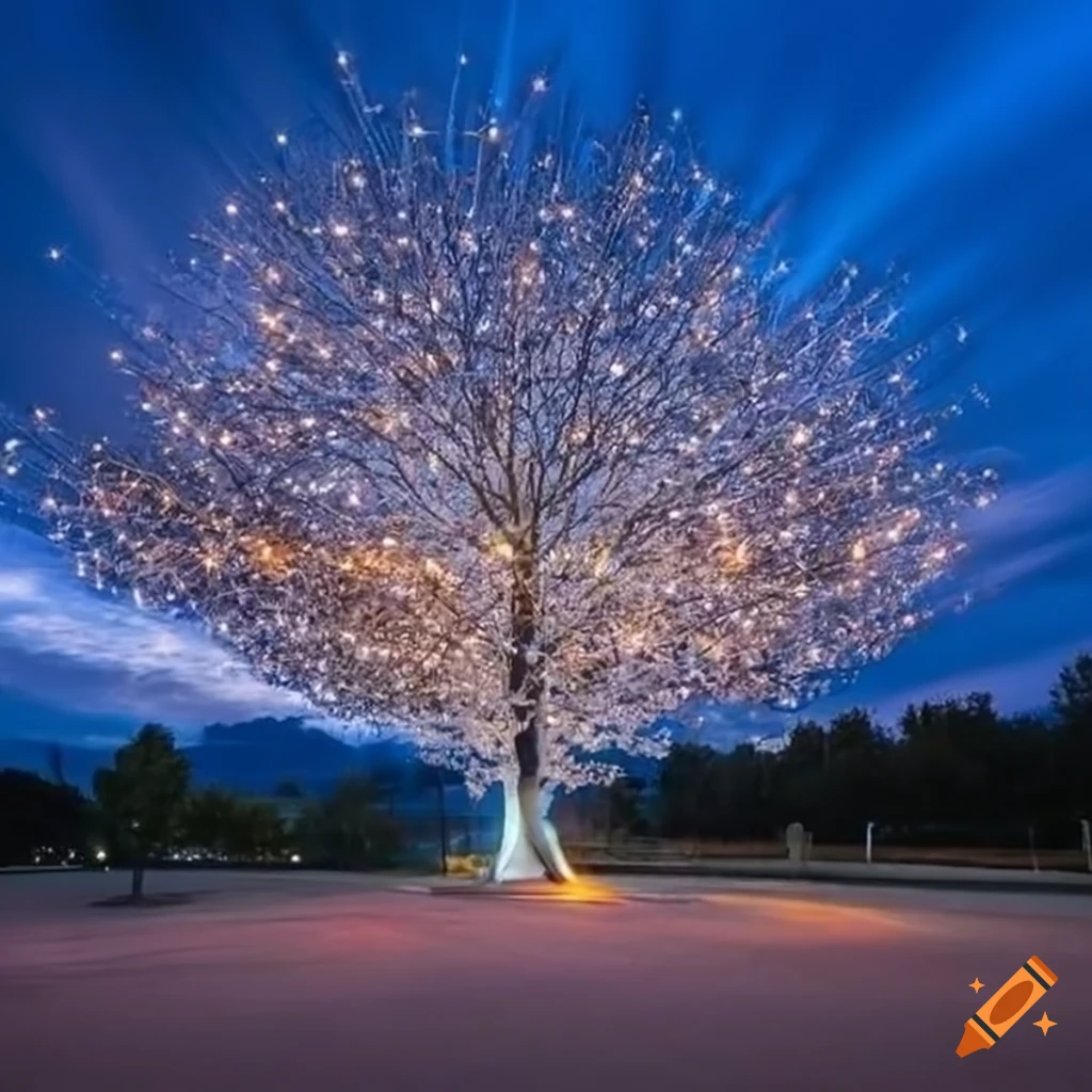Fire tree with fairy lights on Craiyon