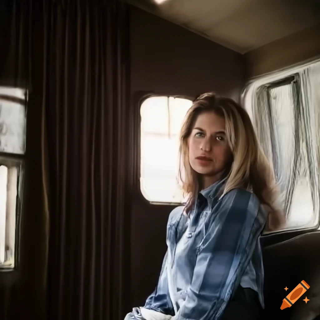 portrait of a young actress with messy hair and plaid shirt