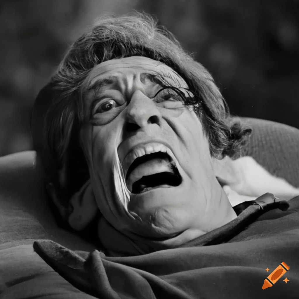 Patrick Troughton laughing in the snow