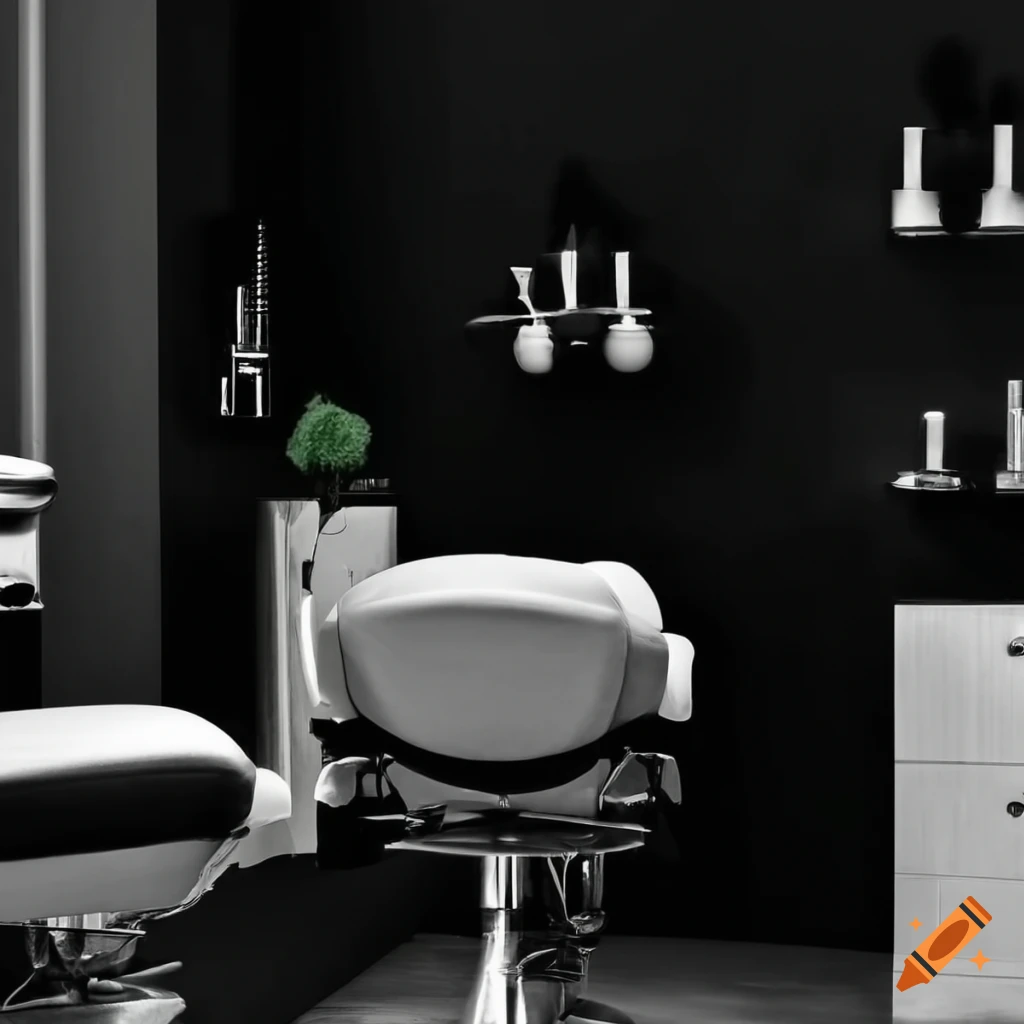 Black and white interior of a modern beauty salon