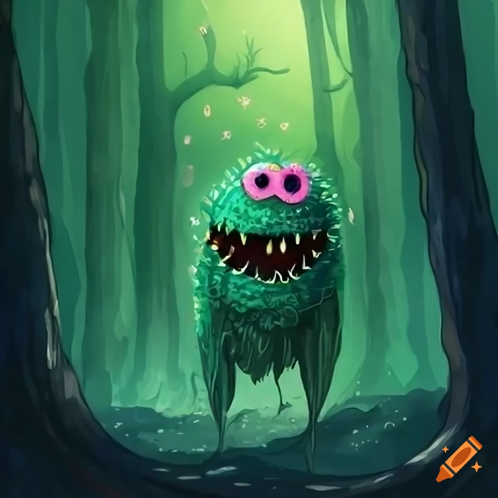 Illustration of a cute tree monster