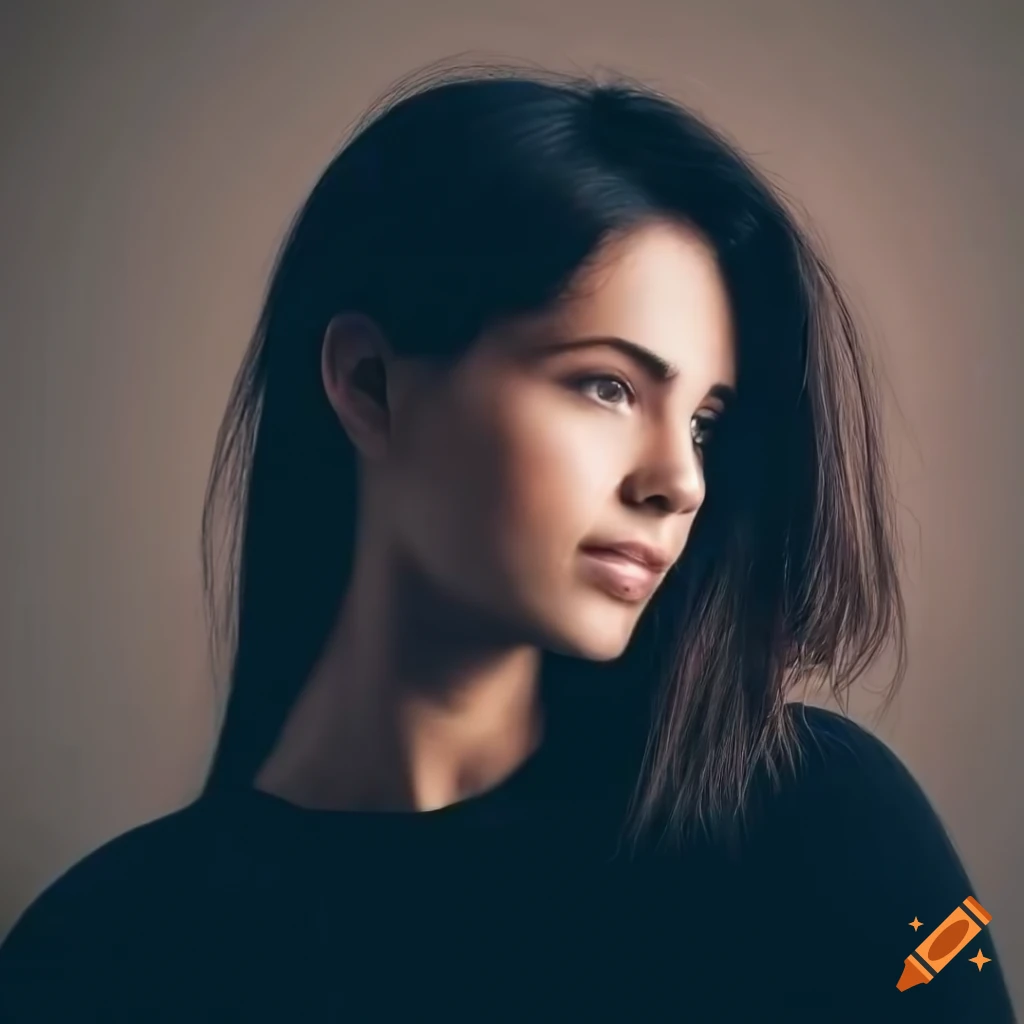 Portrait Of A Beautiful Woman In Black Sweater On Craiyon