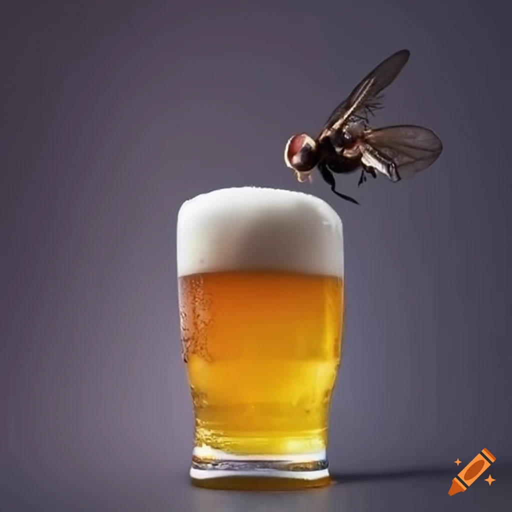 Fly drinking beer