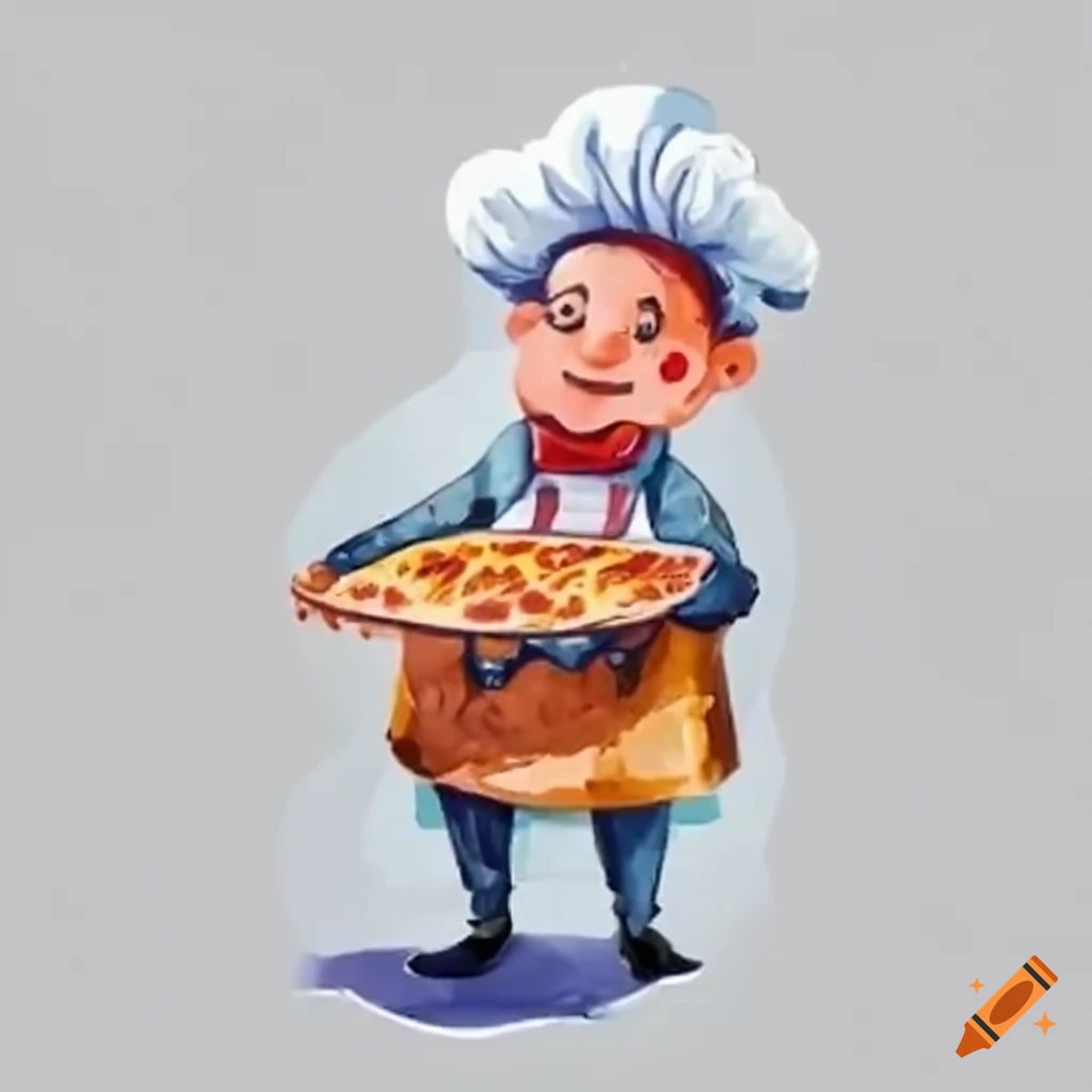 Pizza chef with a freshly made pizza on Craiyon