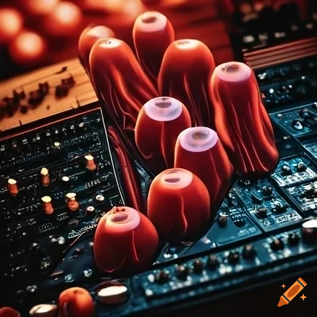 graphic design of blood vessels on a Moog keyboard