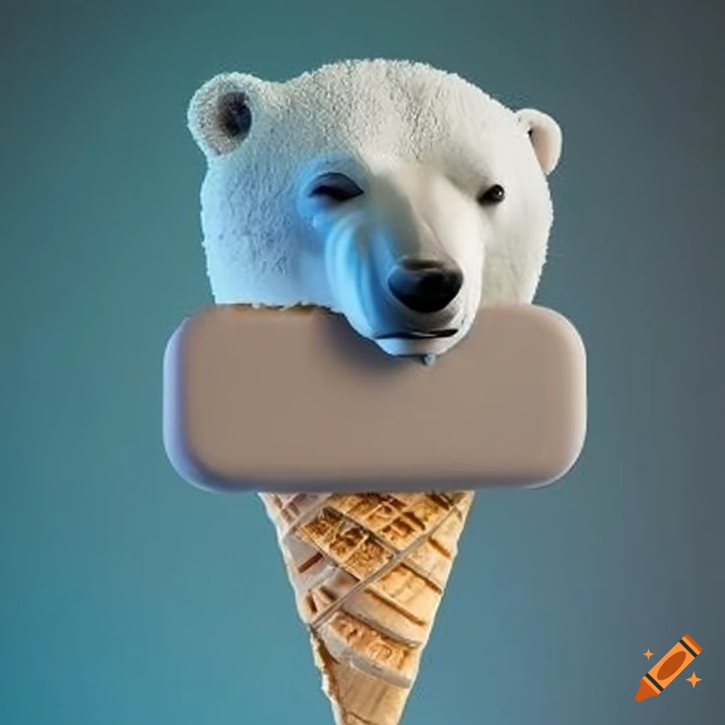 Vanilla ice cream stick shaped like a polar bear's head on Craiyon