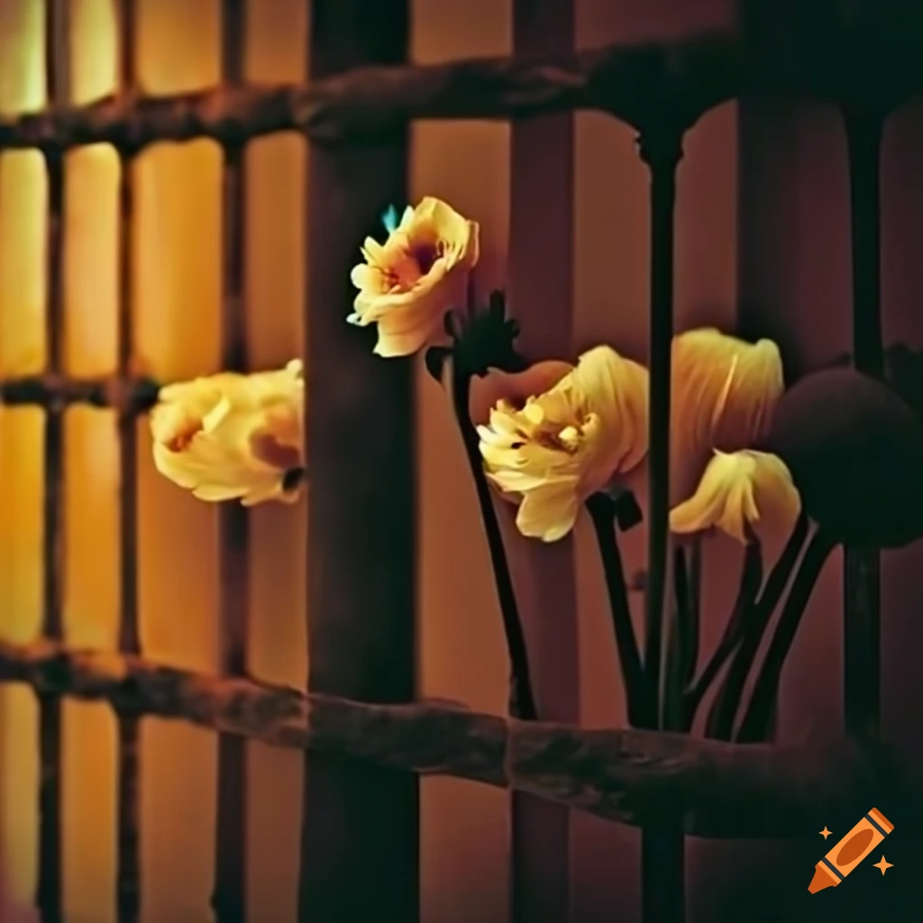 Blooming flowers inside a jail cell