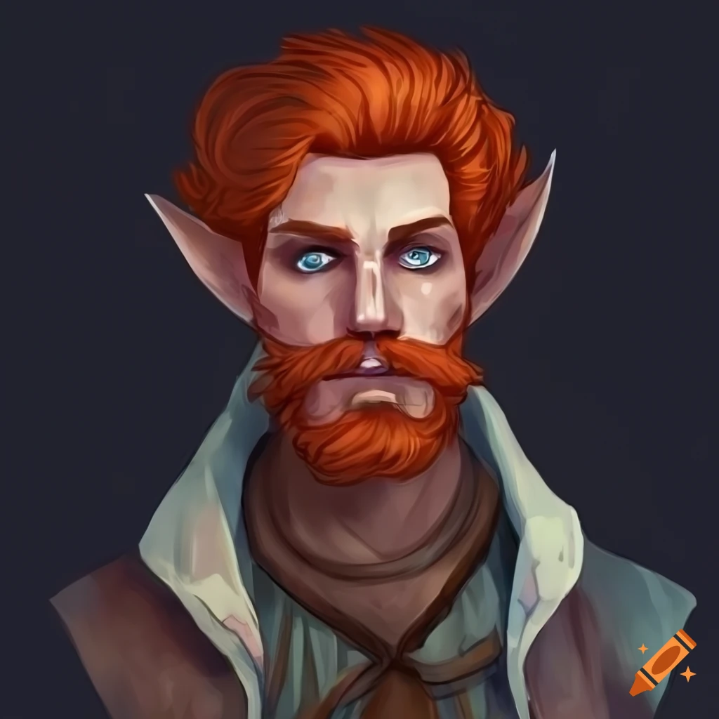 illustration of a red-haired Firbolg character