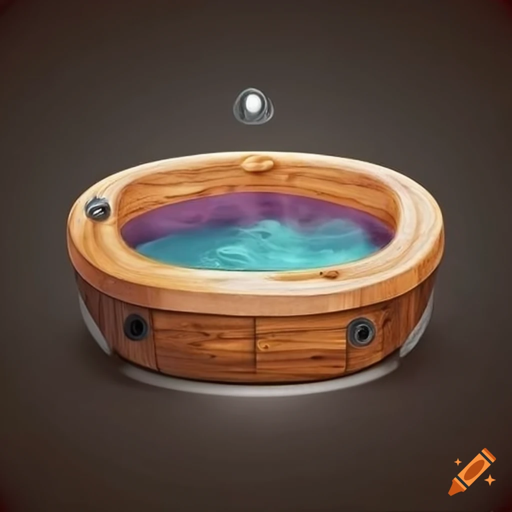 Wooden jacuzzi in a serene setting