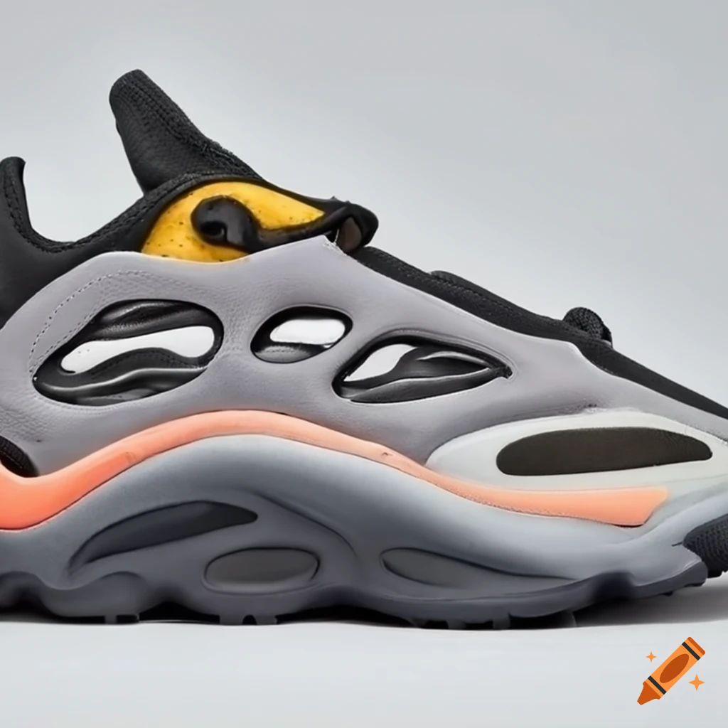 Futuristic alien boulder slip on yeezy 700v3 boot made of dirt bikes on