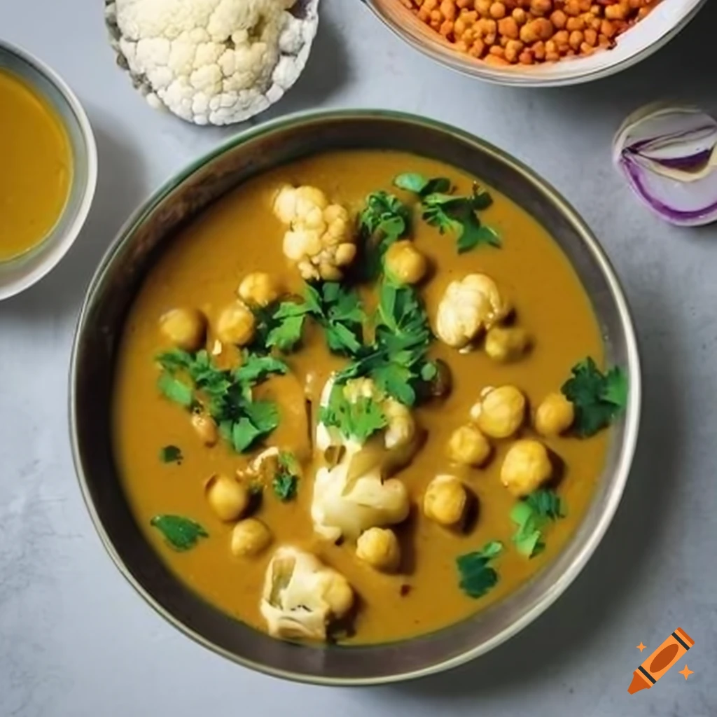 Image of a delicious cauliflower and chickpea curry on Craiyon