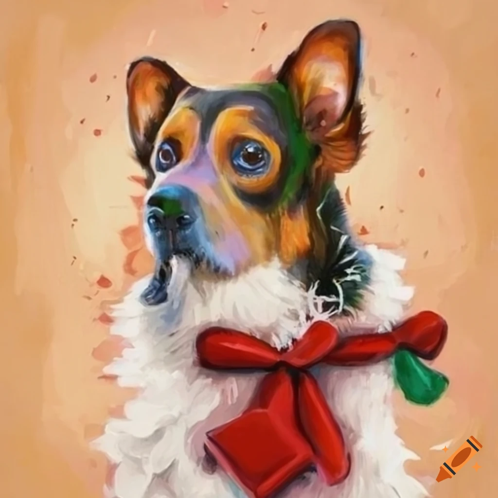 Canvas art of a dog with christmas theme on Craiyon