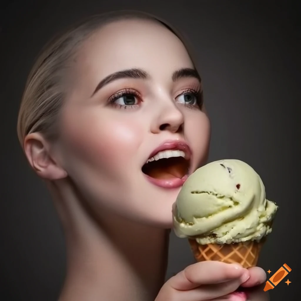 portrait of a person enjoying ice cream