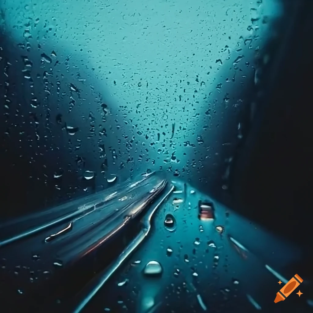 dark and rainy highway with heavy traffic