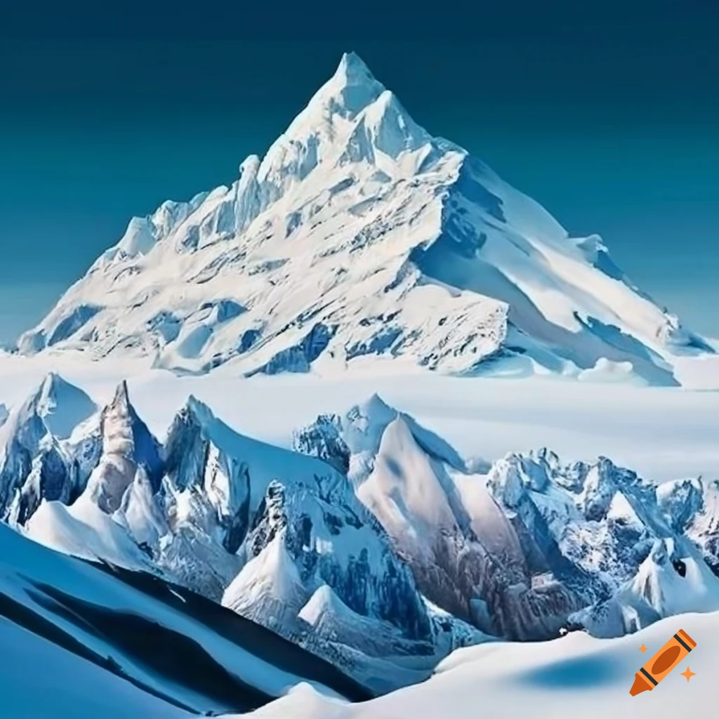 Neoclassical artwork of frozen mountains on Craiyon