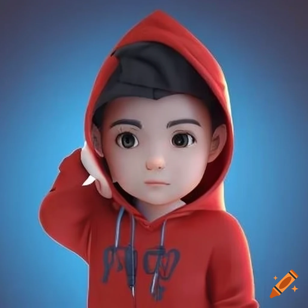 3d boy wearing a hoodie with name nazrul