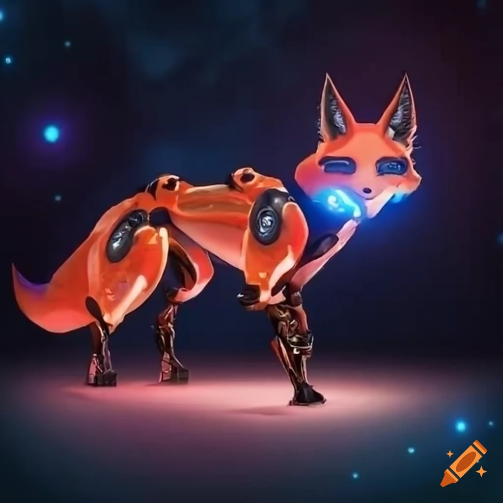 futuristic fox with glowing robotic enhancements