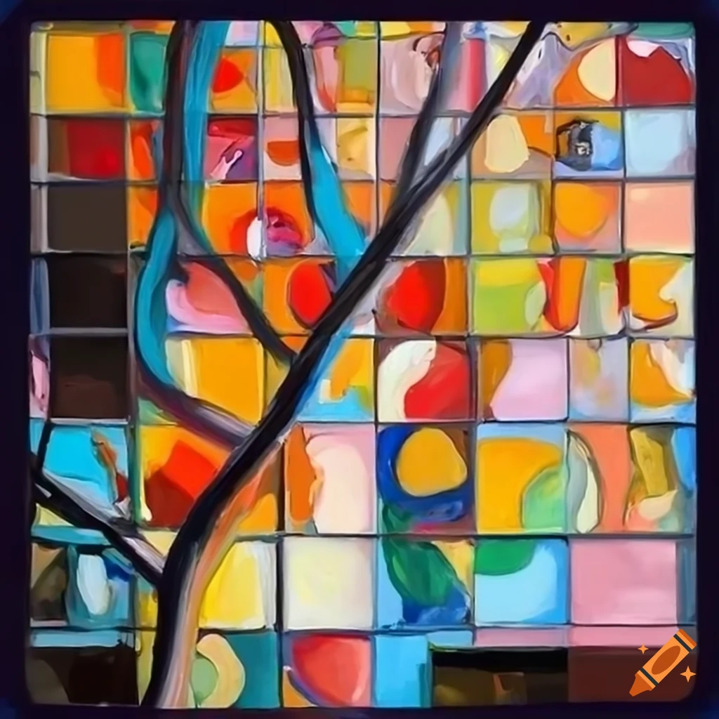 Grid painting with different art styles on Craiyon