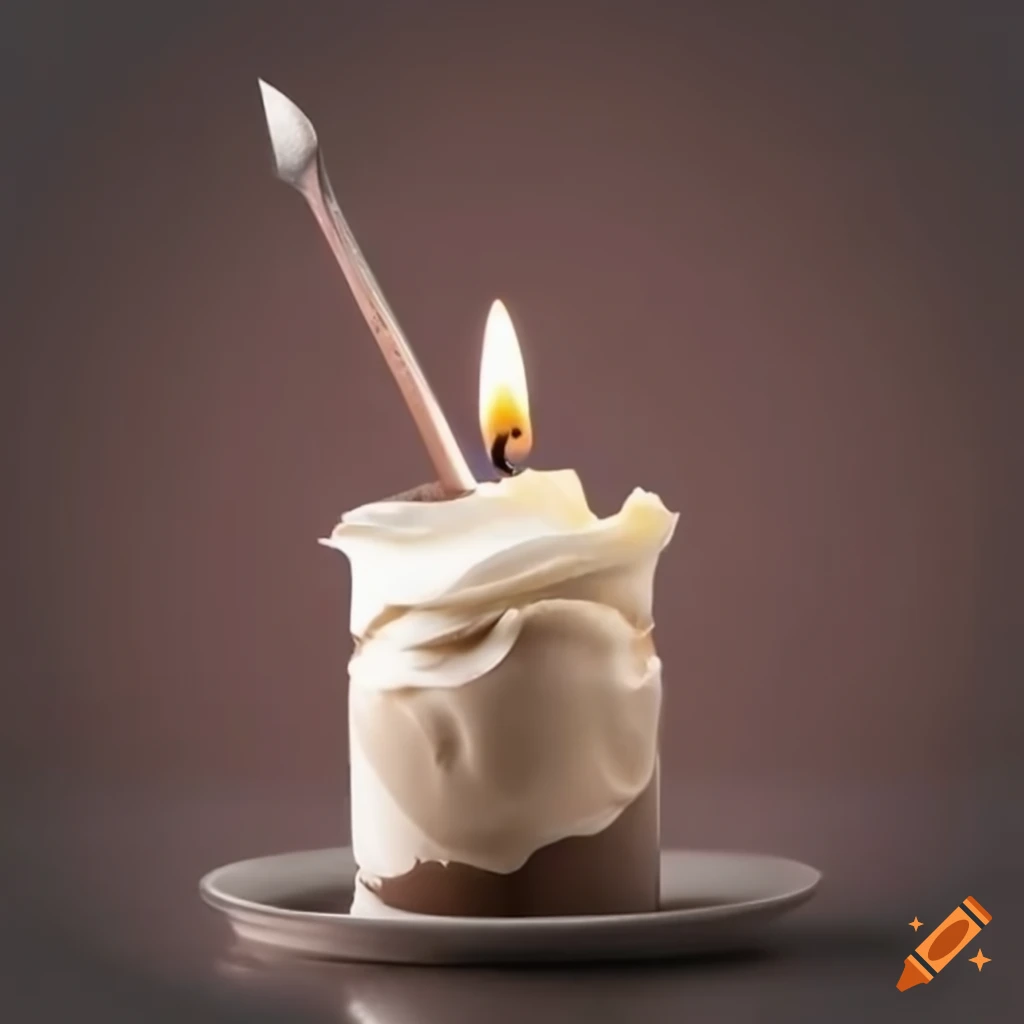 Chocolate candle with whipped cream on Craiyon