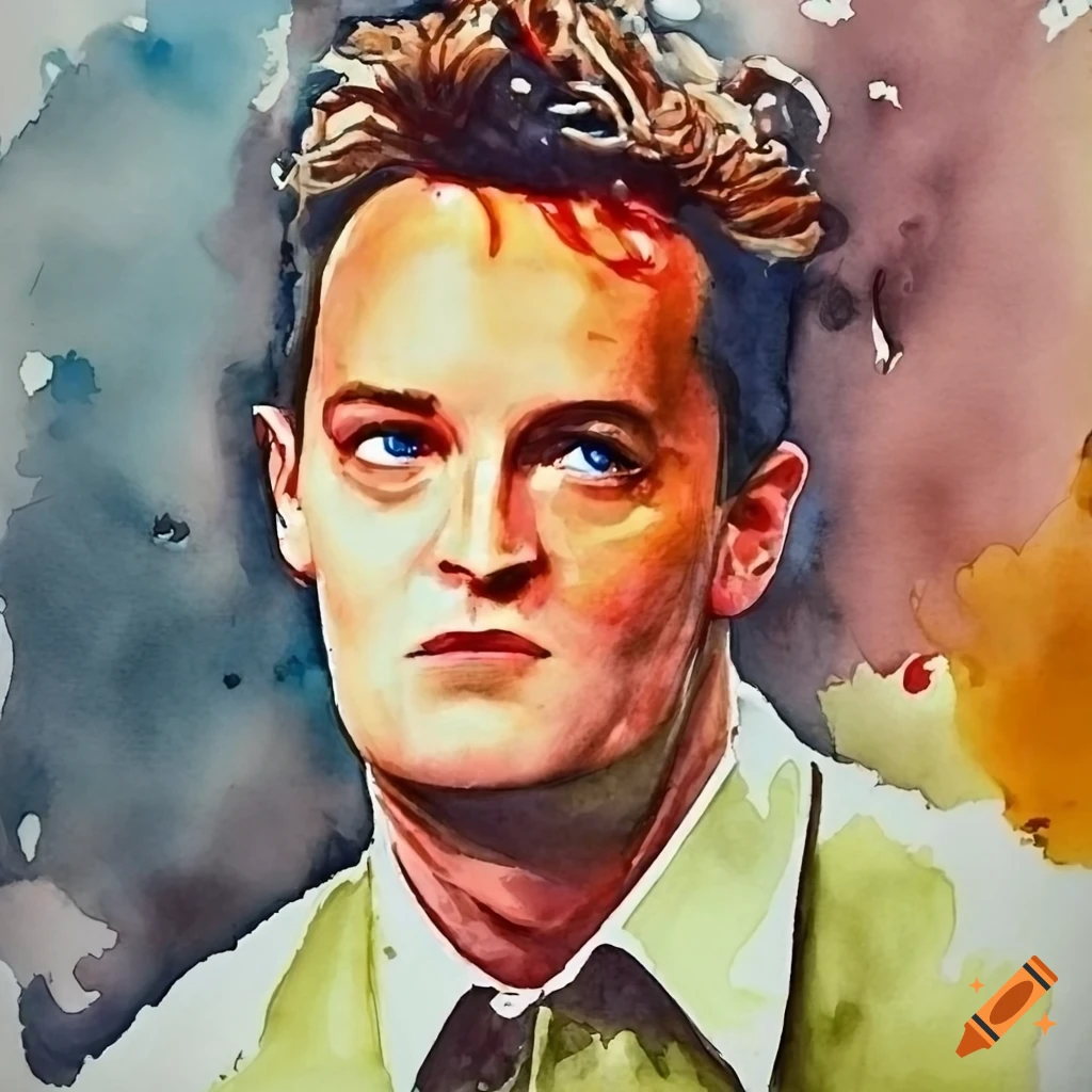 Watercolor painting of chandler bing