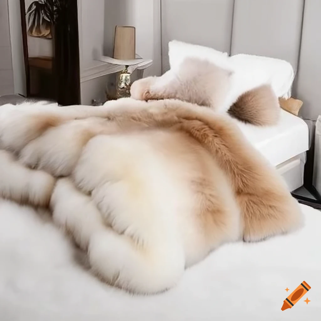 Fluffy fox fur blanket in the snow on Craiyon