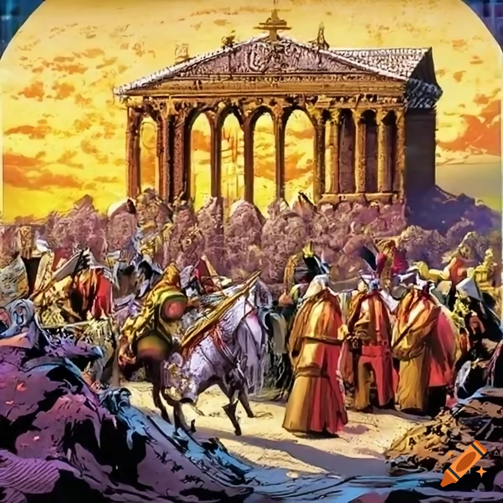 Detailed art of nicholas punching archheretic at council of nicaea