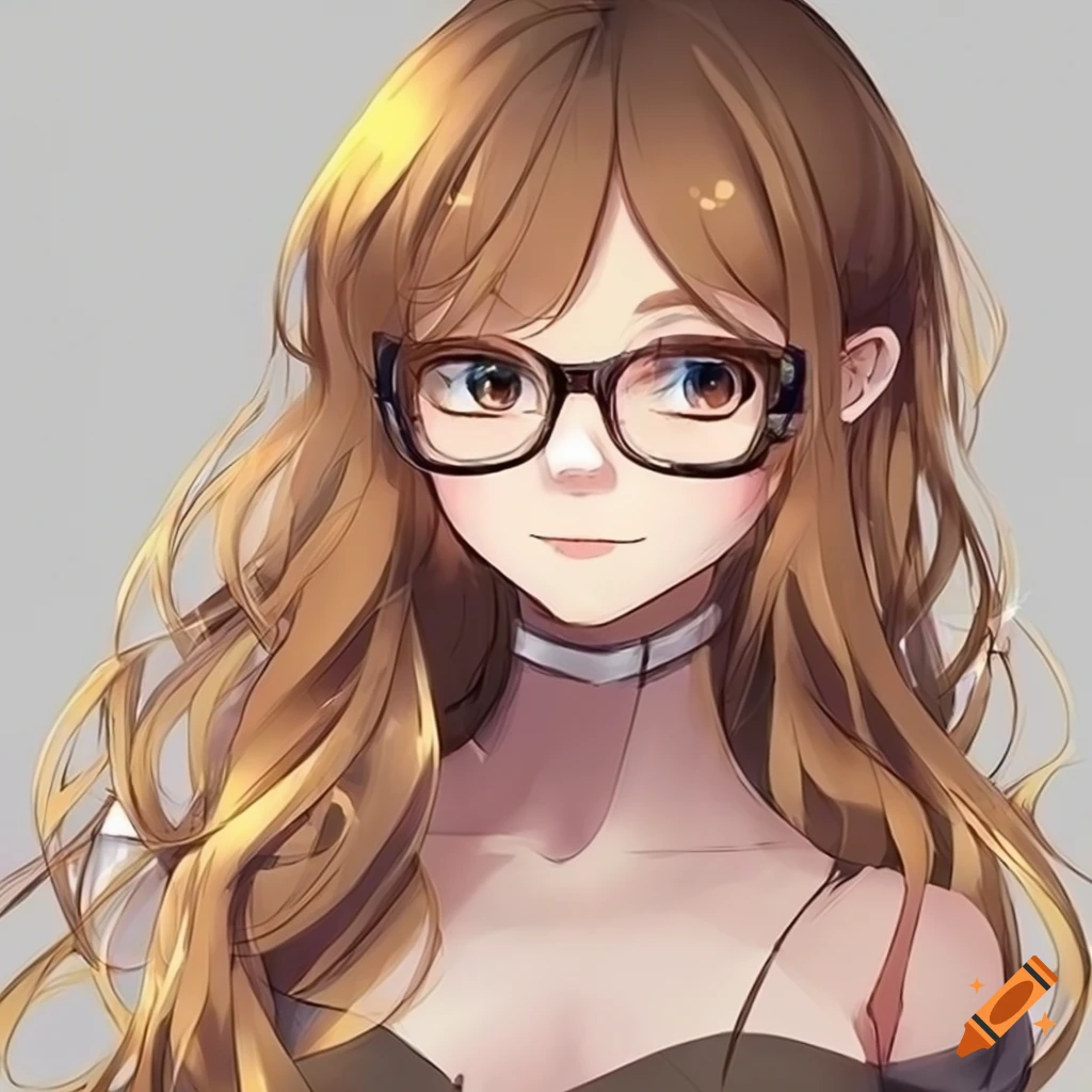 Anime Girl With Golden Wavy Hair And Glasses On Craiyon