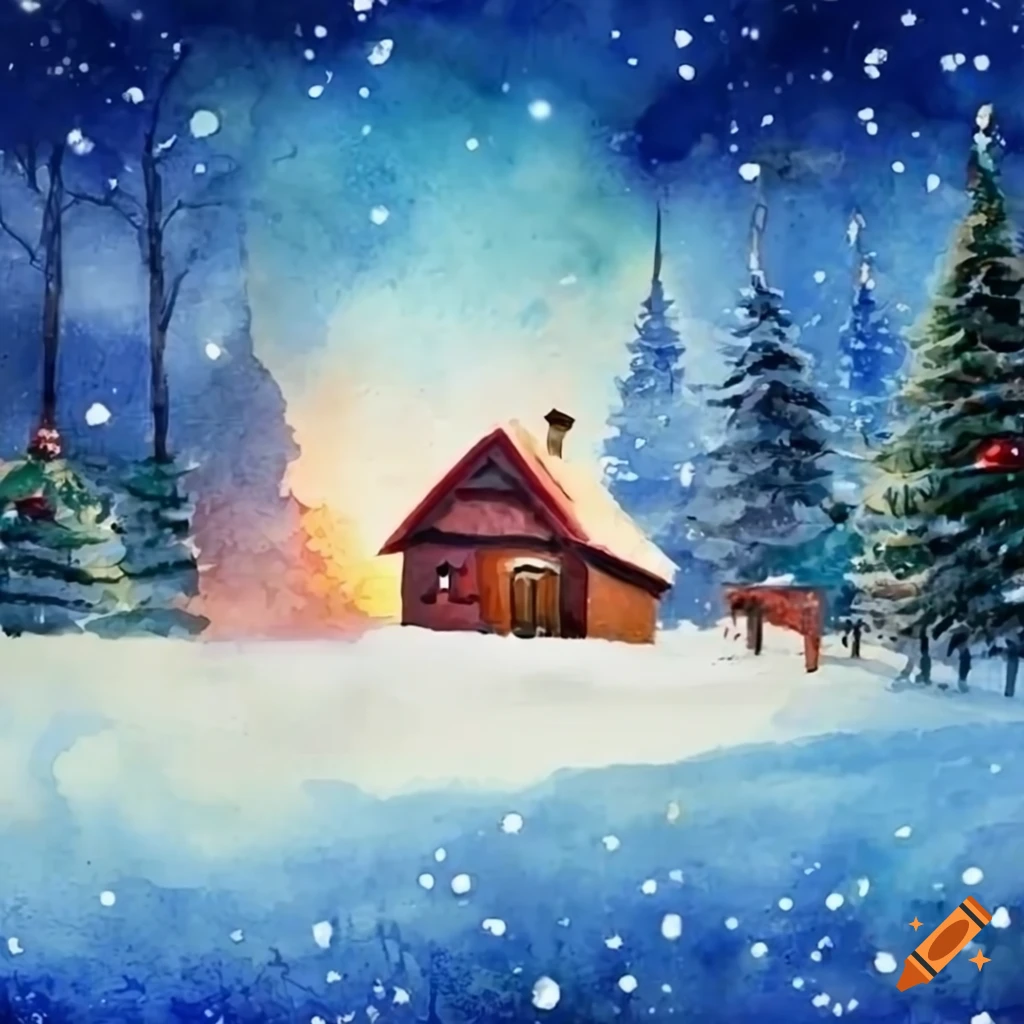 Christmas watercolor painting