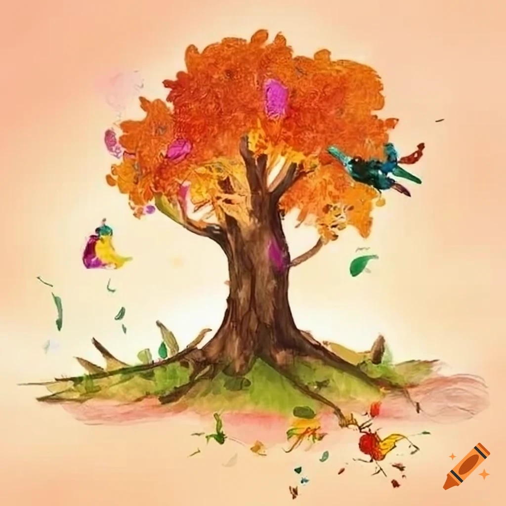 Kids drawing of a tree on Craiyon