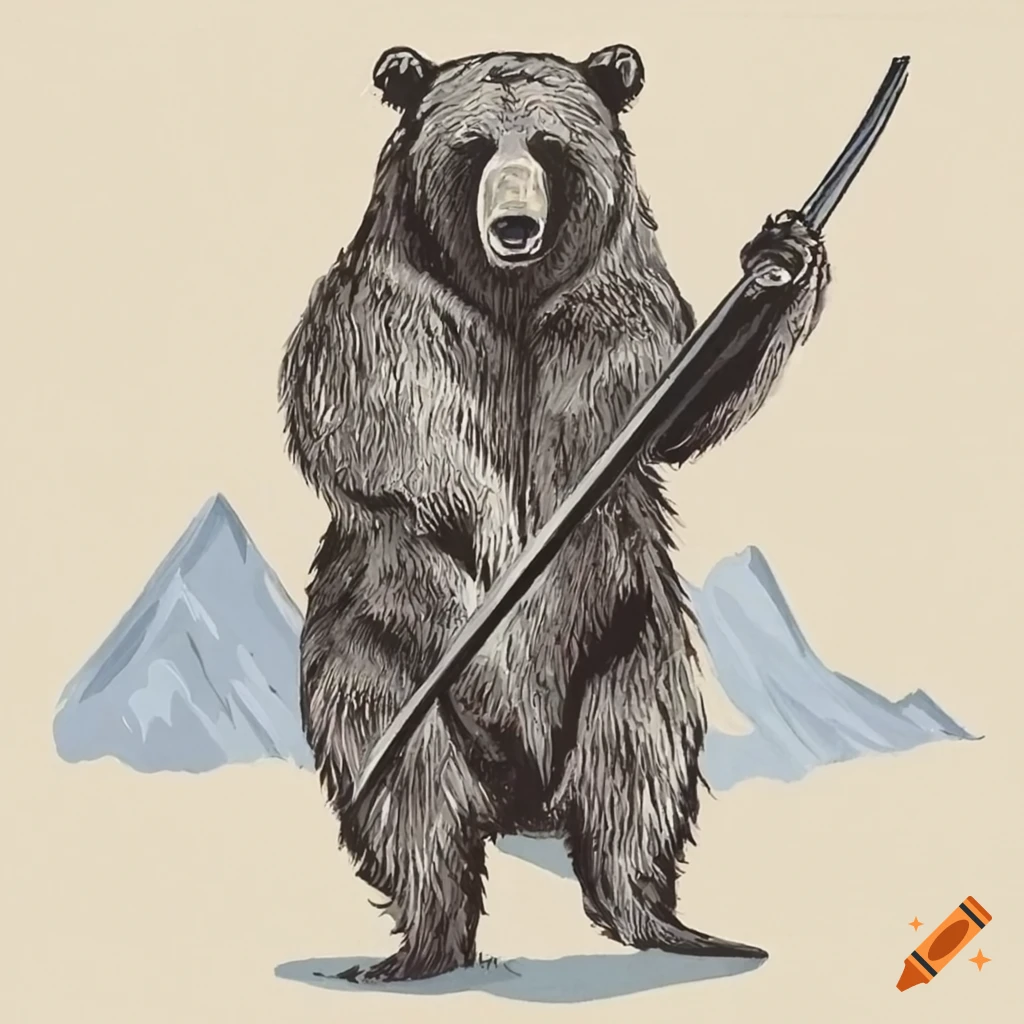 grizzly bear standing drawing