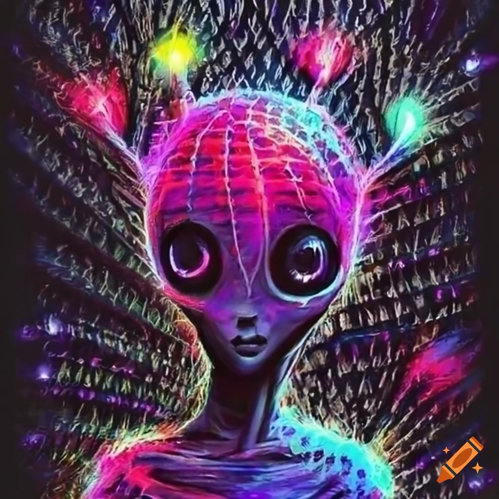 surreal alien cactus with laser lights