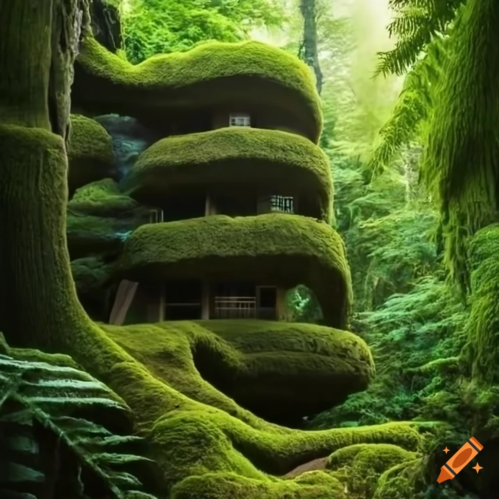 Moss covered Tree buildings In Fern Forest On Craiyon moss-covered-tree-buildings-in-fern-forest-on-craiyon