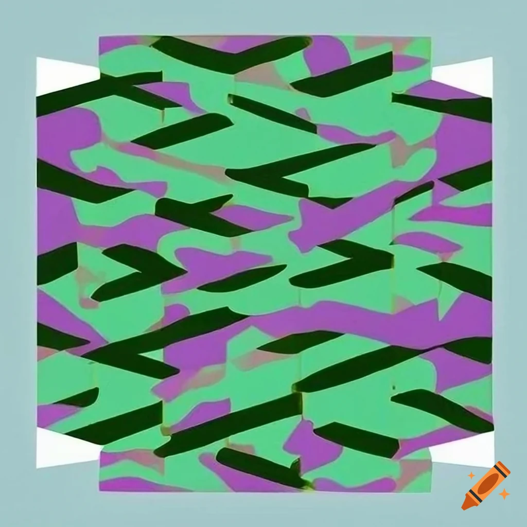 Minimalist pattern with green rectangle, yellow triangle, and pink lines on  Craiyon