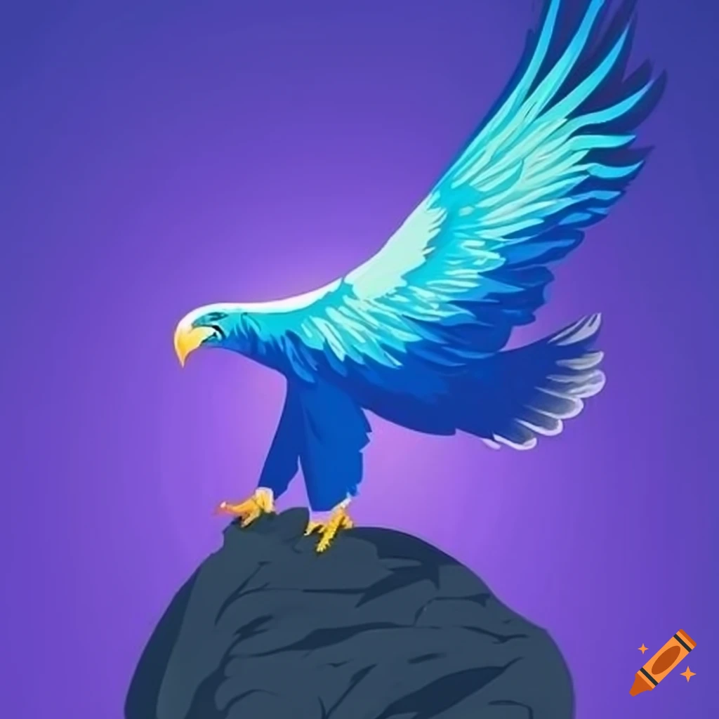 Eagle perched on a high rock on Craiyon