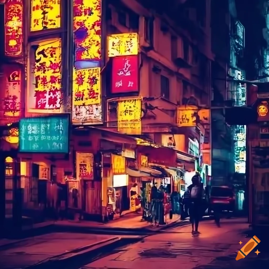 Neon Signs Lighting Up The Streets Of Hong Kong On Craiyon